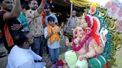 The ten-day-long celebration of Ganesh Chaturthi commenced on September 19. Ganesh Chaturthi, also known as Vinayaka Chaturthi and Ganeshotsav, holds great importance in Hinduism as it marks the auspicious occasion of Lord Ganesha's birth. This festive event commences on the fourth day of the Hindu lunisolar month 'Bhadrapada.' Let's take a look at how this festival is being celebrated across the country. (ANI) The ten-day-long celebration of Ganesh Chaturthi commenced on September 19. Ganesh Chaturthi, also known as Vinayaka Chaturthi and Ganeshotsav, holds great importance in Hinduism as it marks the auspicious occasion of Lord Ganesha's birth. This festive event commences on the fourth day of the Hindu lunisolar month 'Bhadrapada.' Let's take a look at how this festival is being celebrated across the country. (ANI)