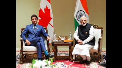 Canadian Prime Minister Justin Trudeau and Prime Minister Narendra Modi during the G20 Summit in New Delhi. (AP) Canadian Prime Minister Justin Trudeau and Prime Minister Narendra Modi during the G20 Summit in New Delhi. (AP)