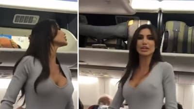 A video showing influencer Morgan Osman’s bizarre meltdown on a flight has gone viral (@EdKrassen/X) A video showing influencer Morgan Osman’s bizarre meltdown on a flight has gone viral (@EdKrassen/X)