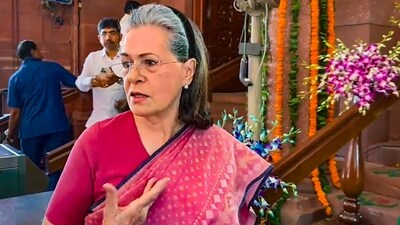Congress MP Sonia Gandhi arrives at the Parliament House during a special session. (PTI)