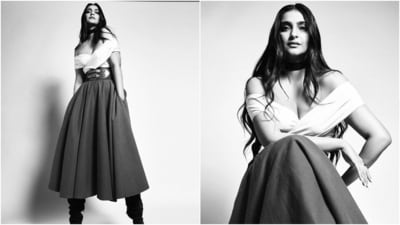Earlier, Sonam had delighted her followers by sharing pictures of her look from an event she attended in Mumbai. She wore an off-the-shoulder crop top and a midi-length skirt in a deep red shade. "Painting the town red," she captioned the photoshoot. Earlier, Sonam had delighted her followers by sharing pictures of her look from an event she attended in Mumbai. She wore an off-the-shoulder crop top and a midi-length skirt in a deep red shade. "Painting the town red," she captioned the photoshoot. 