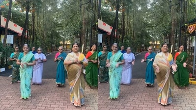 Snapshot of the women dancing to Badal Barsa Bijuli. (Instagram/@Shantai_second_childhood.)
