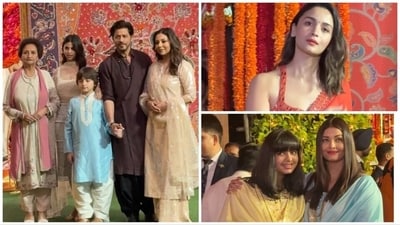 Shah Rukh Khan, Alia Bhatt and Aishwarya Rai were among the guests at Ambani family's Ganesh Chaturthi bash. Shah Rukh Khan, Alia Bhatt and Aishwarya Rai were among the guests at Ambani family's Ganesh Chaturthi bash.