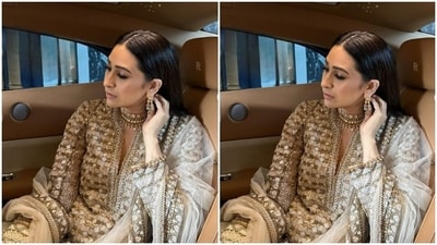 Karisma played muse to fashion designer Tarun Tahiliani and picked an ethnic ensemble from the shelves of the designer. (Instagram/@therealkarismakapoor) Karisma played muse to fashion designer Tarun Tahiliani and picked an ethnic ensemble from the shelves of the designer. (Instagram/@therealkarismakapoor)
