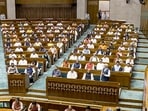 Lok Sabha proceeding during a special session of the Parliament