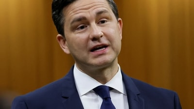 Canada's Conservative Party of Canada leader Pierre Poilievre speaks. (Reuters)