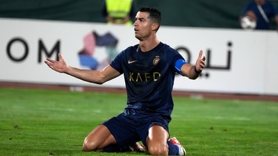Saudi Arabia's Al Nassr Cristiano Ronaldo reacts in a match with Iran's Persepolis during AFC Champions League (AP) Saudi Arabia's Al Nassr Cristiano Ronaldo reacts in a match with Iran's Persepolis during AFC Champions League (AP)