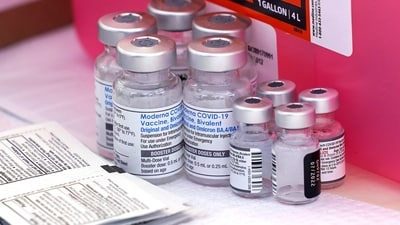 FILE -COVID-19 and flu vaccines files are seen at the L.A. Care and Blue Shield of California Promise Health Plans' Community Resource Center .(AP Photo/Mark J. Terrill, File) (AP) FILE -COVID-19 and flu vaccines files are seen at the L.A. Care and Blue Shield of California Promise Health Plans' Community Resource Center .(AP Photo/Mark J. Terrill, File) (AP)