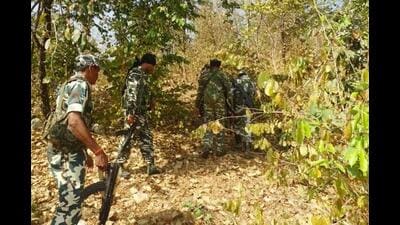 Security forces during an anti-Naxal operation. (HT File Photo)