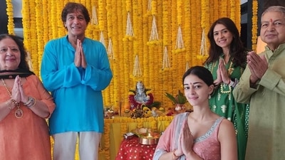 Chunky Panday's family brought Ganpati home on Ganesh Chaturthi. Ananya Panday posted a family picture from the celebrations on Instagram to wish her fans on the occasion.&nbsp; 