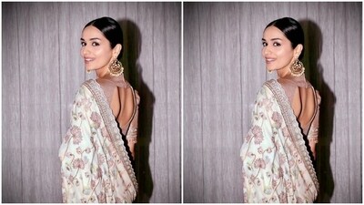 Manushi played muse to fashion designer Tarun Tahiliani and picked a white georgette saree from the shelves of the designer. (Instagram/@manushi_chhillar) Manushi played muse to fashion designer Tarun Tahiliani and picked a white georgette saree from the shelves of the designer. (Instagram/@manushi_chhillar)