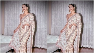 Manushi decked up in minimal makeup as she let her saree do all the talking. In black eyeliner, mascara-laden eyelashes, feathered eyebrows, contoured cheeks and a shade of nude lipstick, Manushi rocked the festival look. (Instagram/@manushi_chhillar) Manushi decked up in minimal makeup as she let her saree do all the talking. In black eyeliner, mascara-laden eyelashes, feathered eyebrows, contoured cheeks and a shade of nude lipstick, Manushi rocked the festival look. (Instagram/@manushi_chhillar)