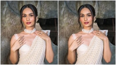 Manushi's saree diaries are our favourite. here's a picture of the actor looking like a dream in a stunning white saree (Instagram/@manushi_chhillar) Manushi's saree diaries are our favourite. here's a picture of the actor looking like a dream in a stunning white saree (Instagram/@manushi_chhillar)