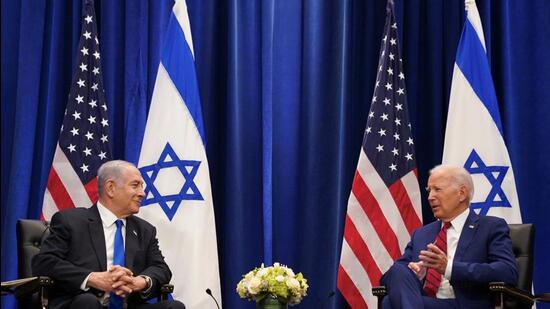 U.S. President Joe Biden holds a bilateral meeting with Israeli Prime Minister Benjamin Netanyahu on the sidelines of the 78th U.N. General Assembly in New York City, U.S., September 20, 2023. (REUTERS)