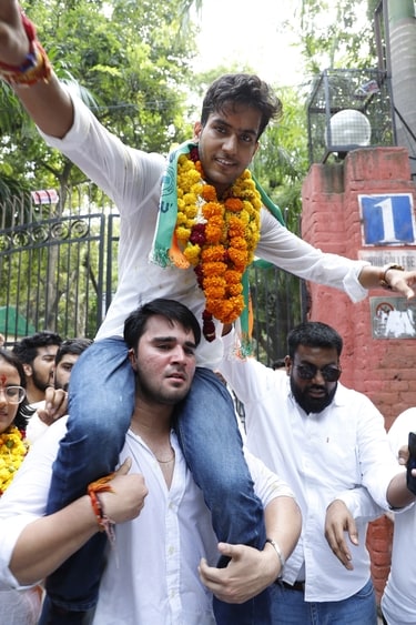 Hitesh Gulia is National Students’ Union of India's (NSUI) candidate. (Shantanu Bhattacharya/HT)