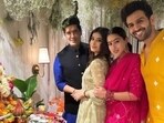Manish Malhotra, Rasha Thadani, Sara Ali Khan and Kartik Aaryan pose for a picture. 