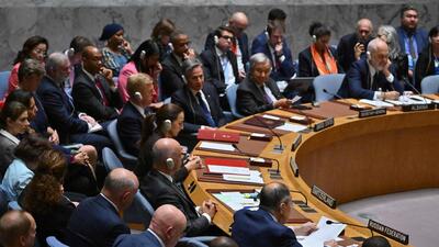A UN Security Council meeting on Ukraine, on the sidelines of the 78th UN General Assembly, at UN headquarters in New York City on Wednesday. (AFP) A UN Security Council meeting on Ukraine, on the sidelines of the 78th UN General Assembly, at UN headquarters in New York City on Wednesday. (AFP)