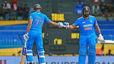 India's skipper Rohit Sharma and Shubman Gill fist bump each other during an Asia Cup 2023 match (ICC Twitter) India's skipper Rohit Sharma and Shubman Gill fist bump each other during an Asia Cup 2023 match (ICC Twitter)