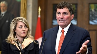 Minister of Foreign Affairs Melanie Joly, left, and Minister of Public Safety, Democratic Institutions and Intergovernmental Affairs Dominic LeBlanc, right (AP) Minister of Foreign Affairs Melanie Joly, left, and Minister of Public Safety, Democratic Institutions and Intergovernmental Affairs Dominic LeBlanc, right (AP)