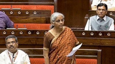 Union Finance Minister Nirmala Sitharaman speaks in the Rajya Sabha during the special session of the Parliament, in New Delhi (PTI) Union Finance Minister Nirmala Sitharaman speaks in the Rajya Sabha during the special session of the Parliament, in New Delhi (PTI)