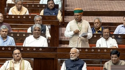Prime Minister Narendra Modi and other ministers and members in the Rajya Sabha during the special session of the Parliament, in New Delhi. (PTI) Prime Minister Narendra Modi and other ministers and members in the Rajya Sabha during the special session of the Parliament, in New Delhi. (PTI)