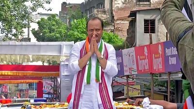 Pune, Sep 10 (ANI): Maharashtra Deputy CM Ajit Pawar holds a roadshow, in Pune on Sunday. (ANI Photo) (ANI) Pune, Sep 10 (ANI): Maharashtra Deputy CM Ajit Pawar holds a roadshow, in Pune on Sunday. (ANI Photo) (ANI)
