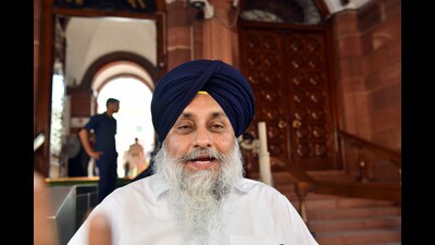 Shiromani Akali Dal(SAD) president Sukhbir Singh Badal meets Union home minister Amit Shah (Jitender Gupta) Shiromani Akali Dal(SAD) president Sukhbir Singh Badal meets Union home minister Amit Shah (Jitender Gupta)