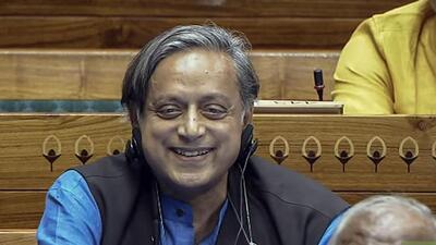 Tharoor was speaking during the special session of Parliament. (ANI Photo) Tharoor was speaking during the special session of Parliament. (ANI Photo)