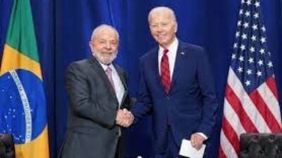 The Brazilian president appeared visibly frustrated as Joe saluted the media, and exited the stage without a formal handshake. (REUTERS) The Brazilian president appeared visibly frustrated as Joe saluted the media, and exited the stage without a formal handshake. (REUTERS)