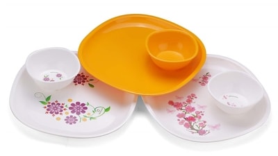 Dinner sets under ₹500 come in multiple designs and materials. Dinner sets under ₹500 come in multiple designs and materials.