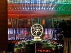 The Nataraja, a statue of Hindu lord Shiva as the cosmic dancer, installed next to 'Bharat Mandapam', the main venue of the G20 Summit, is pictured in Delhi. (Reuters)