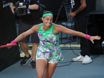Guadalajara Open - France's Caroline Garcia celebrates after winning her quarter-final match against  Belarus' Victoria Azarenka