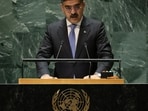 Prime Minister of Pakistan Anwaar-ul-Haq Kakar addresses the 78th Session of the UN General Assembly in New York City, US. (Reuters)