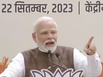 Prime Minister Narendra Modi at BJP Headquarters in New Delhi.