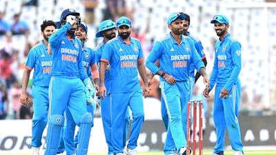 Indian players celebrate against Cameron Green during the first one day international match between Australia and India in Mohali, India, Friday, September 22, 2023 (Keshav Singh/Hindustan Times.) Indian players celebrate against Cameron Green during the first one day international match between Australia and India in Mohali, India, Friday, September 22, 2023 (Keshav Singh/Hindustan Times.)