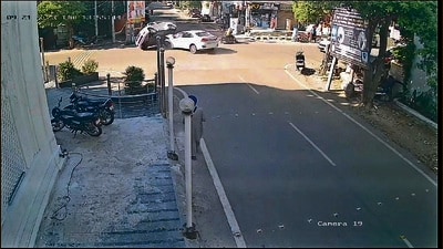 A CCTV grab of the accident in Bhai Randhir Singh Nagar in Ludhiana. (HT Photo)