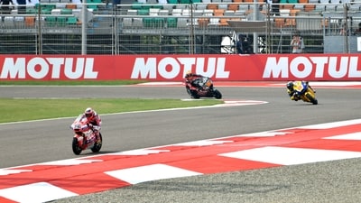 MotoGP riders during the practice session ahead of Grand Prix of India 2023 at the Buddh International Circuit, in Greater Noida on Friday. (ANI) MotoGP riders during the practice session ahead of Grand Prix of India 2023 at the Buddh International Circuit, in Greater Noida on Friday. (ANI)