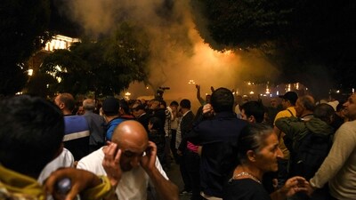 Protesters clash with police as they call on Armenian Prime Minister Nikol Pashinyan to resign in central Yerevan on September 19, 2023. Azerbaijan on September 19, 2023 launched a military operation against the breakaway Nagorno-Karabakh region, warning it would "continue until the end" in the territory, over which it has fought two wars with neighbouring Armenia. (AFP) Protesters clash with police as they call on Armenian Prime Minister Nikol Pashinyan to resign in central Yerevan on September 19, 2023. Azerbaijan on September 19, 2023 launched a military operation against the breakaway Nagorno-Karabakh region, warning it would "continue until the end" in the territory, over which it has fought two wars with neighbouring Armenia. (AFP)