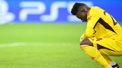 Manchester United's goalkeeper Andre Onana reacts after conceding a goal. (AFP) Manchester United's goalkeeper Andre Onana reacts after conceding a goal. (AFP)