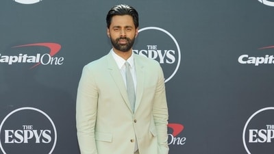 Hasan Minhaj at the ESPY awards on July 12, 2023, at the Dolby Theatre in Los Angeles, USA. (Chris Pizzello/Invision/AP) Hasan Minhaj at the ESPY awards on July 12, 2023, at the Dolby Theatre in Los Angeles, USA. (Chris Pizzello/Invision/AP)