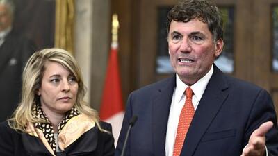 Minister of Public Safety, Democratic Institutions and Intergovernmental Affairs Dominic LeBlanc (R) speaks to media persons. (AP Photo) Minister of Public Safety, Democratic Institutions and Intergovernmental Affairs Dominic LeBlanc (R) speaks to media persons. (AP Photo)