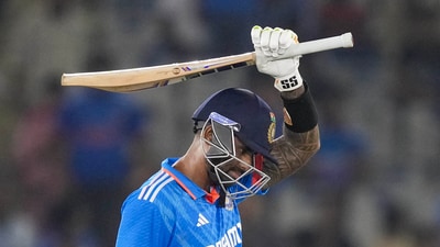 Suryakumar Yadav finally showed what he can do in ODIs with a mellow innings. He scored his third ODI fifty and was dismissed for 50 off 49. (PTI) Suryakumar Yadav finally showed what he can do in ODIs with a mellow innings. He scored his third ODI fifty and was dismissed for 50 off 49. (PTI)