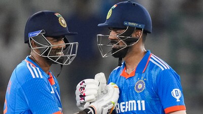 Suryakumar Yadav celebrates his half century along with KL Rahul. (PTI) Suryakumar Yadav celebrates his half century along with KL Rahul. (PTI)