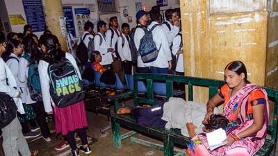 Patients wait for medical treatment as doctors in Jharkhand boycotted work over an assault on a colleague at a hospital, in Ranchi. (PTI) Patients wait for medical treatment as doctors in Jharkhand boycotted work over an assault on a colleague at a hospital, in Ranchi. (PTI)