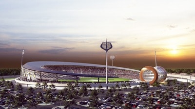 The model of the upcoming stadium in Varanasi. The UPCA is spending  ₹330 crore on its construction. (Sourced)
