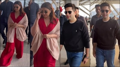 Parineeti Chopra and Raghav Chada were spotted at Delhi airport in stylish casual attires ahead of their grand wedding in Udaipur. (HT Photo/Varinder Chawla) Parineeti Chopra and Raghav Chada were spotted at Delhi airport in stylish casual attires ahead of their grand wedding in Udaipur. (HT Photo/Varinder Chawla)