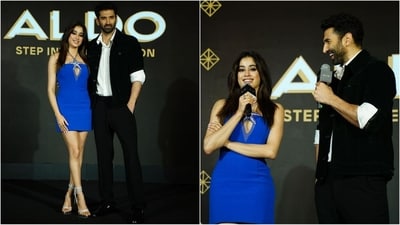Janhvi Kapoor and Aditya Roy Kapur stun fans with their stylish appearance at the event. (Instagram/@chiliverishiva) Janhvi Kapoor and Aditya Roy Kapur stun fans with their stylish appearance at the event. (Instagram/@chiliverishiva)