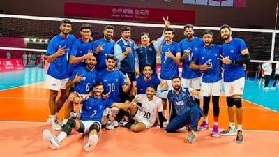 India's volleyball team has reached the Asian Games quarterfinal. (SAI) India's volleyball team has reached the Asian Games quarterfinal. (SAI)