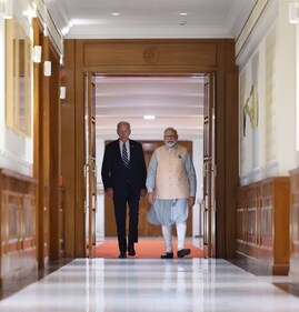 Mauritius Prime Minister Pravind Jugnath with PM Modi on the eve of G-20 summit in New Delhi on September 8. Mauritius Prime Minister Pravind Jugnath with PM Modi on the eve of G-20 summit in New Delhi on September 8.