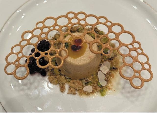 Another hit at the G20 Summit: Cardamom scented barnyard millet pudding with an ambemohar rice crisp. Another hit at the G20 Summit: Cardamom scented barnyard millet pudding with an ambemohar rice crisp.